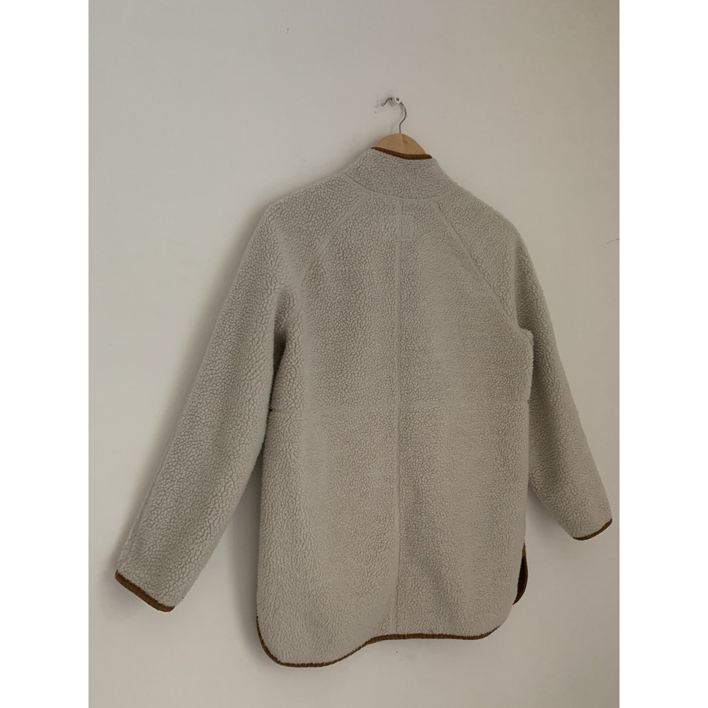 Old Navy Women Jacket Coat Sherpa Faux Suede Sz XS Oversized Ivory Tan Snaps - Picture 7 of 14